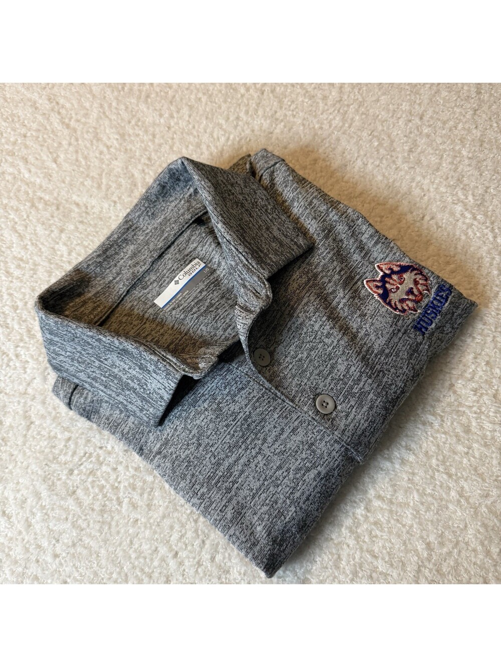 Columbia Golf UConn Huskies Polo Men L Gray Omni-Wick Final Round NCAA